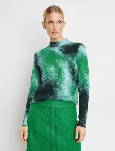 Pullover Aus Feinstrick Mit Minimalmuster Grün Multicolor Samoon Taifun Gerry Weber Damen Pullover
