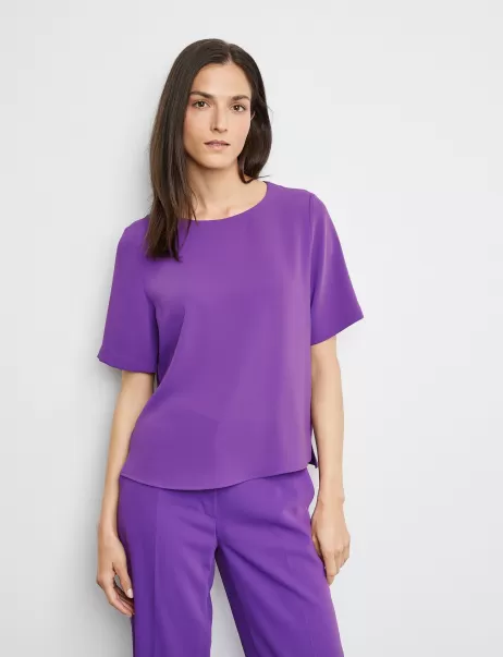 Lockeres Blusenshirt Mit Seitenschlitzen Damen Samoon Taifun Gerry Weber Purple Blusenshirts