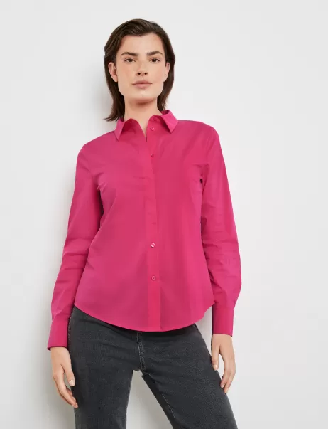 Damen Luminous Pink Klassische Hemdbluse Aus Baumwoll-Stretch Samoon Taifun Gerry Weber Festliche Blusen