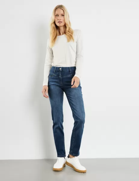 Blue Denim Washed Samoon Taifun Gerry Weber Jeans Perfect4Ever Mit Washed-Out-Effekt Damen Jeans
