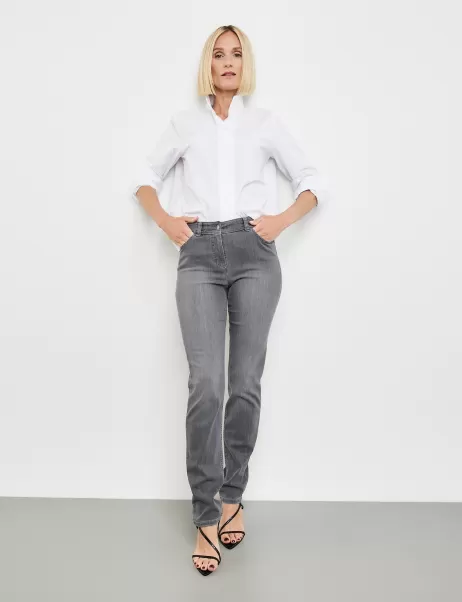 Damen Jeans 5-Pocket Jeans Best4Me Slimfit Kurzgröße Samoon Taifun Gerry Weber Anthra Denim Mit Use