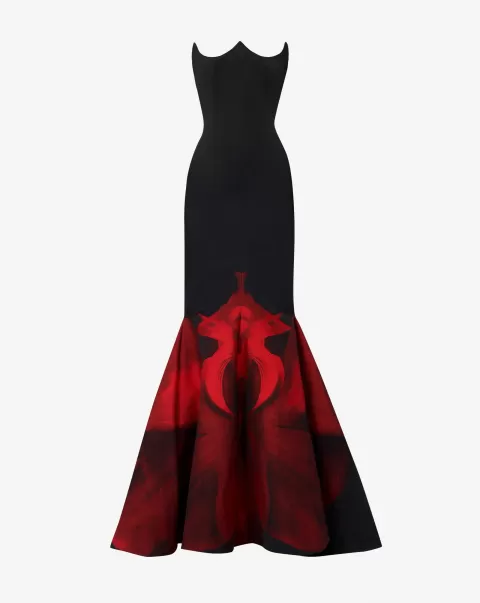 Schwarz/Rot Kleider Abendkleid Mit Ghost Orchid Alexander Mcqueen Damen
