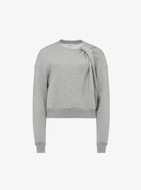 Grau Meliert T-Shirts Und Sweatshirts Alexander Mcqueen Sweatshirt Mit Kokonärmeln Damen