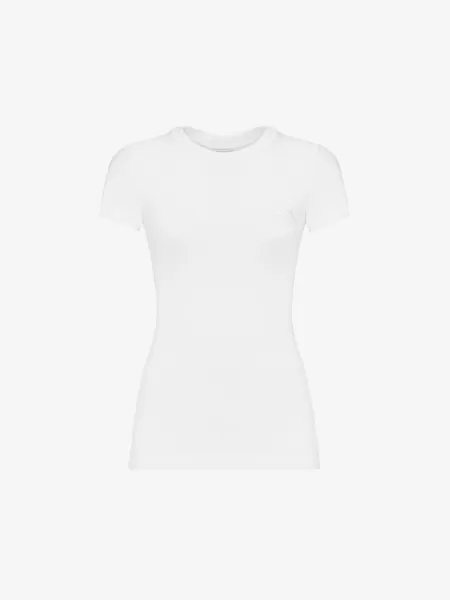 T-Shirts Und Sweatshirts Optic White Damen Alexander Mcqueen Körperbetontes T-Shirt Mit Siegellogo