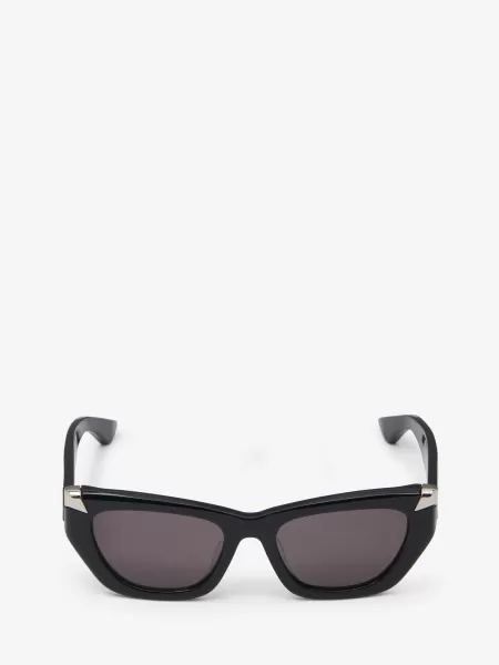 Schwarz/Rauch Geometrische Punk-Sonnenbrille Mit Nieten Alexander Mcqueen Sunglasses Damen
