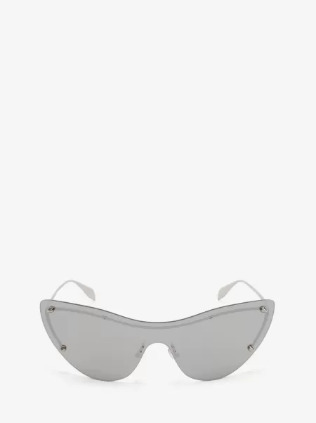 Sunglasses Damen Spike Studs Cat-Eye Mask Sunglasses Silber Alexander Mcqueen