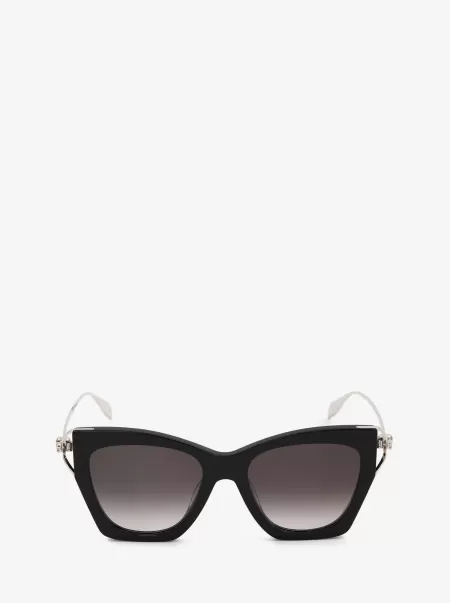 Sunglasses Schwarz Weiche Quadratische Skull-Scharnier-Sonnenbrille Damen Alexander Mcqueen