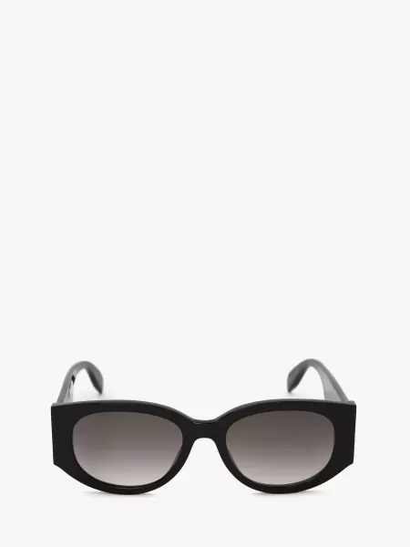 Schwarz/Weiss Ovale Sonnenbrille Mit Mcqueen-Graffiti-Motiv Damen Alexander Mcqueen Sunglasses