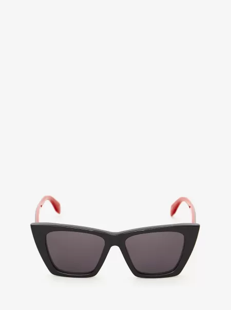 Katzenaugen-Sonnenbrille Mit Webkante Alexander Mcqueen Schwarz/Red Damen Sunglasses