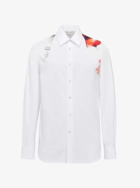 Optical White Anzüge Bowlingshirt Mit Obscured Flower-Gutband-Motiv Alexander Mcqueen Herren