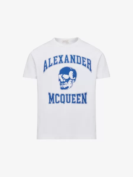 Alexander Mcqueen Herren T-Shirts Und Sweatshirts College T-Shirt Weiss/Elfenbein